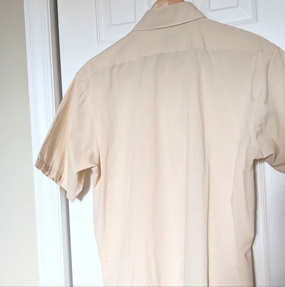 Vtg Beige Short Sleeve Shirt. Men's Size L fit. - Picture 7 of 15